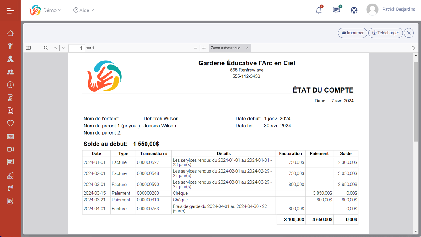 MaGarderie Plus: Nouveautés du module de facturation