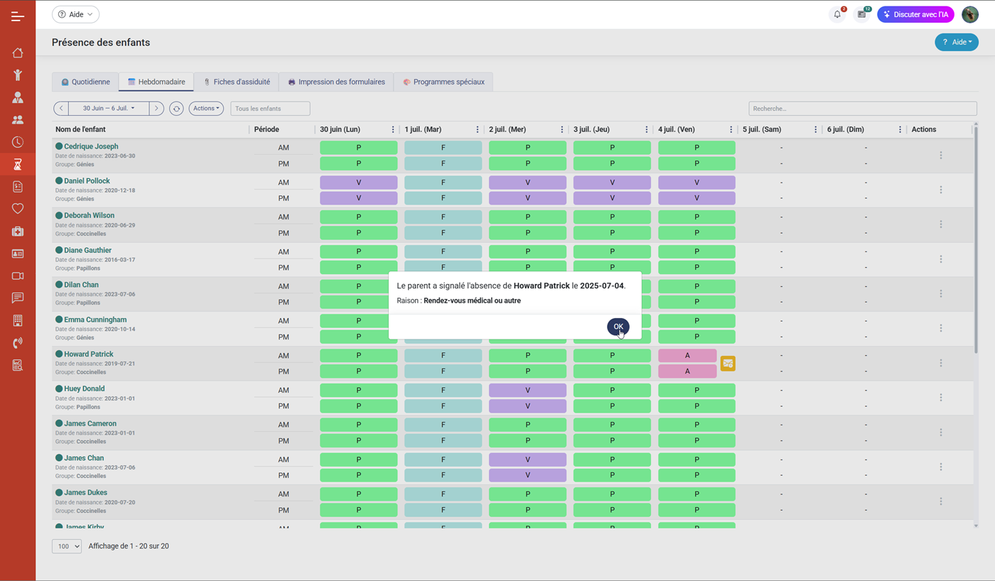 MaGarderie Plus Gestion des présences des enfants