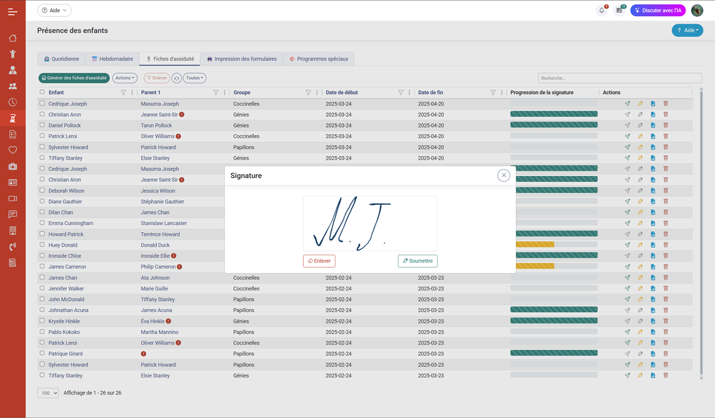 MaGarderie Plus Gestion des présences des enfants