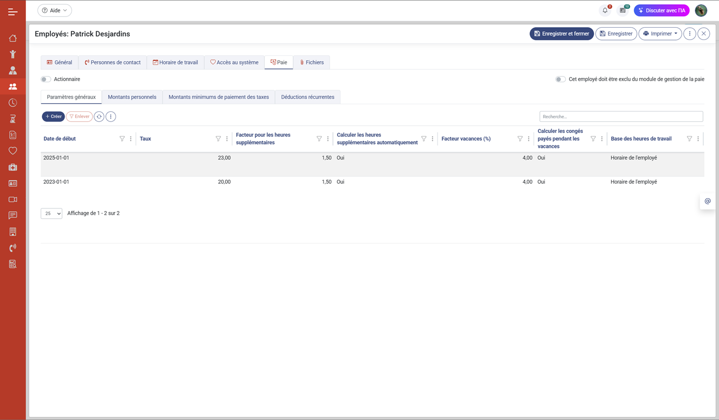 MaGarderie Plus Gestion des fiches d'employés